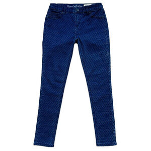 Foxy Jeans Olivia Jegging Mid Rise Diamond Pattern Dark Blue Cigarette Jeans 29
